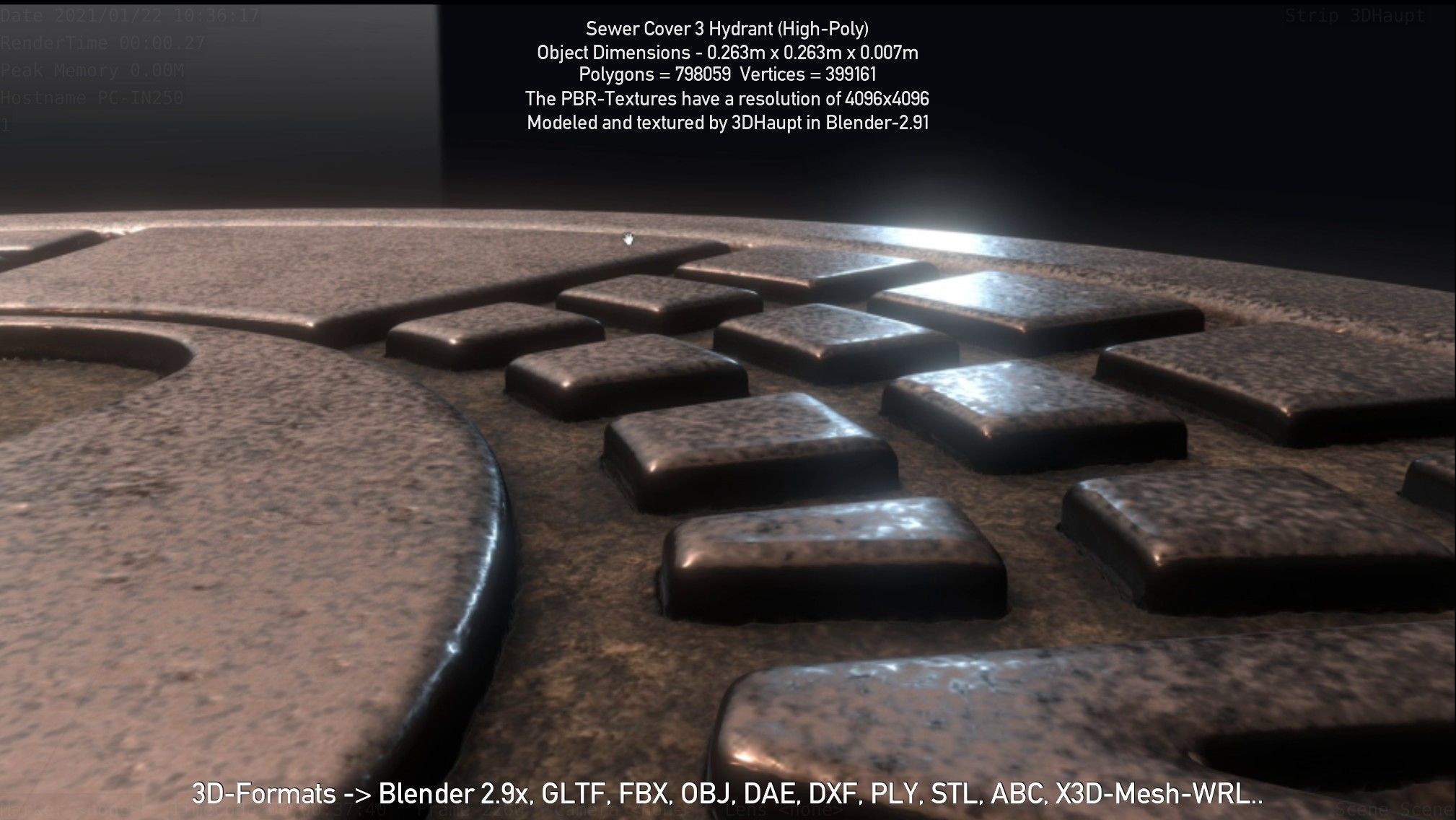 Sewer Cover 3 Hydrant High-Poly 3D model_65