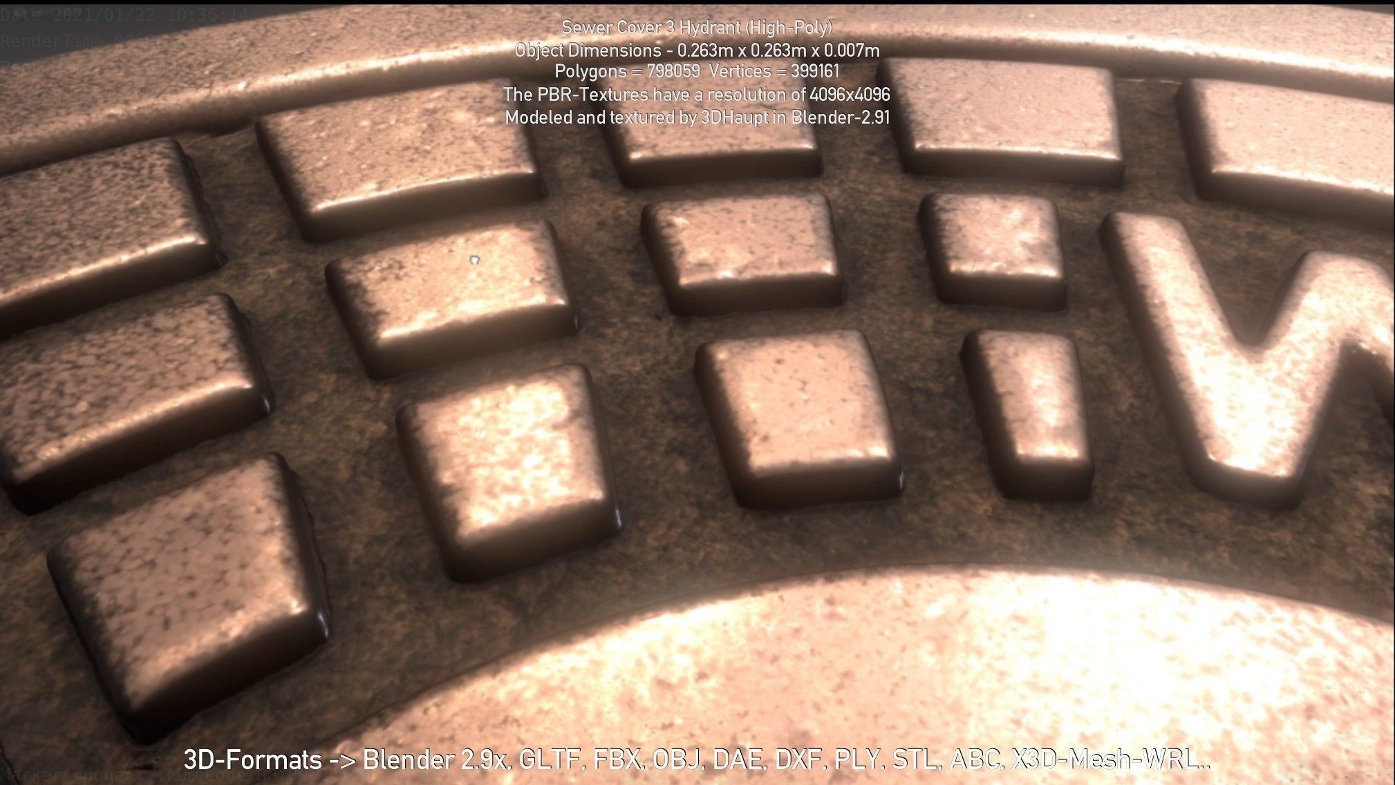 Sewer Cover 3 Hydrant High-Poly 3D model_4