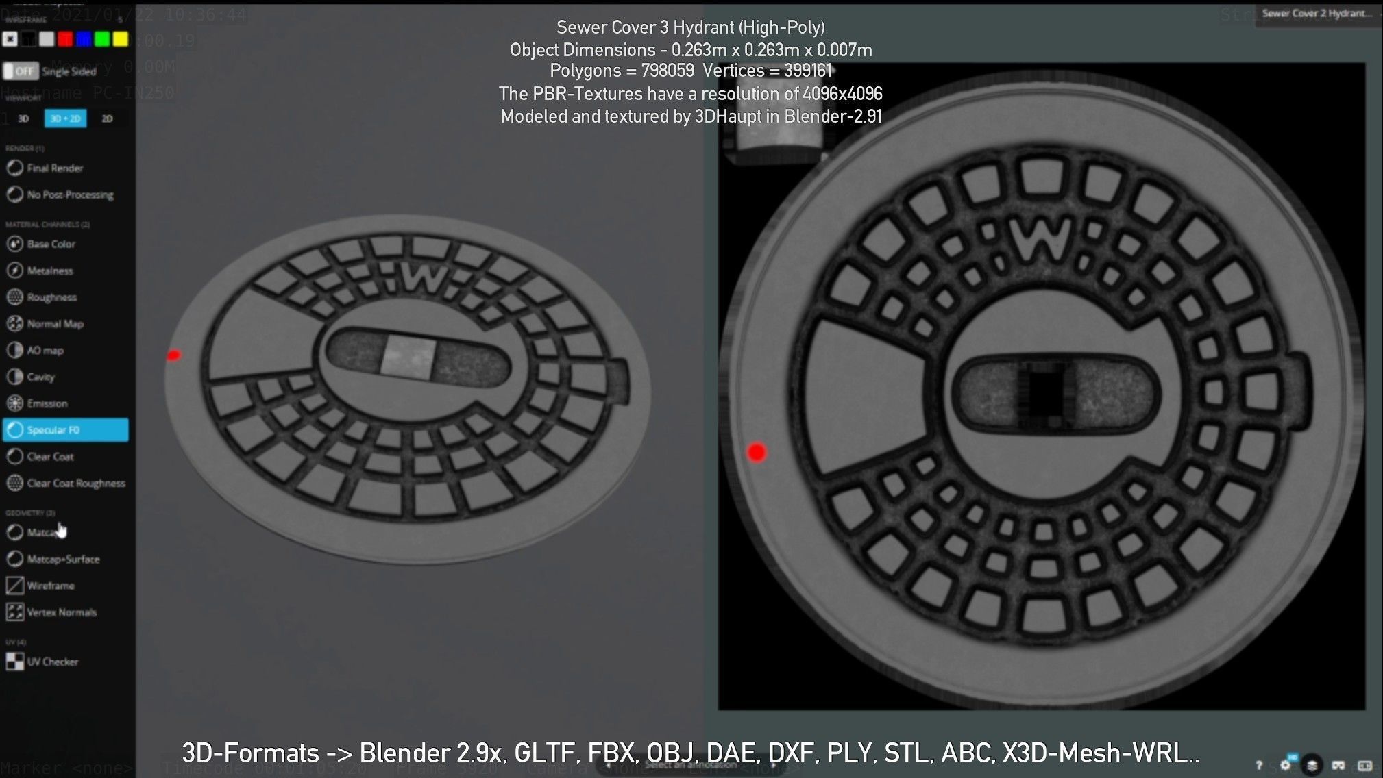 Sewer Cover 3 Hydrant High-Poly 3D model_115