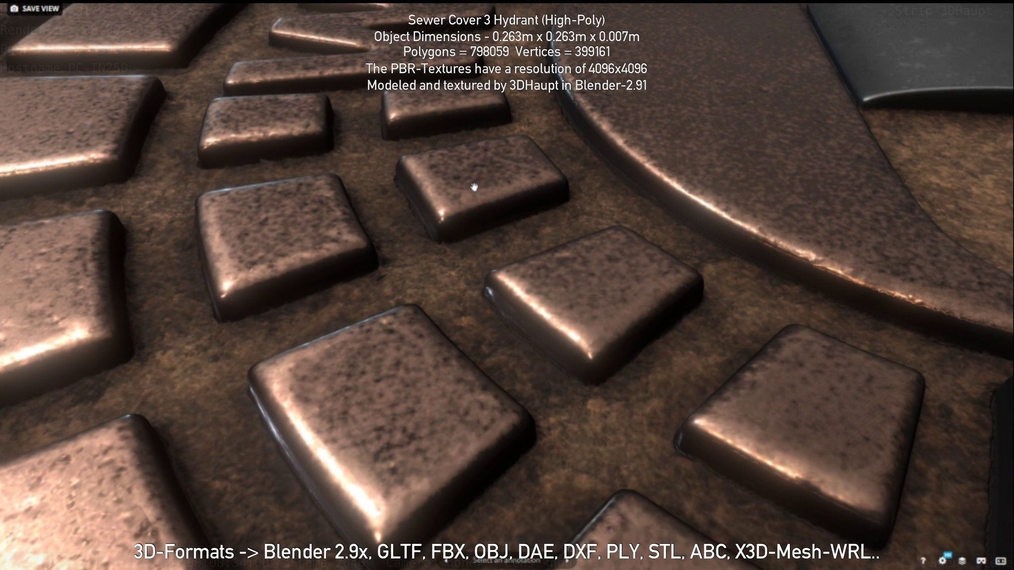 Sewer Cover 3 Hydrant High-Poly 3D model_6