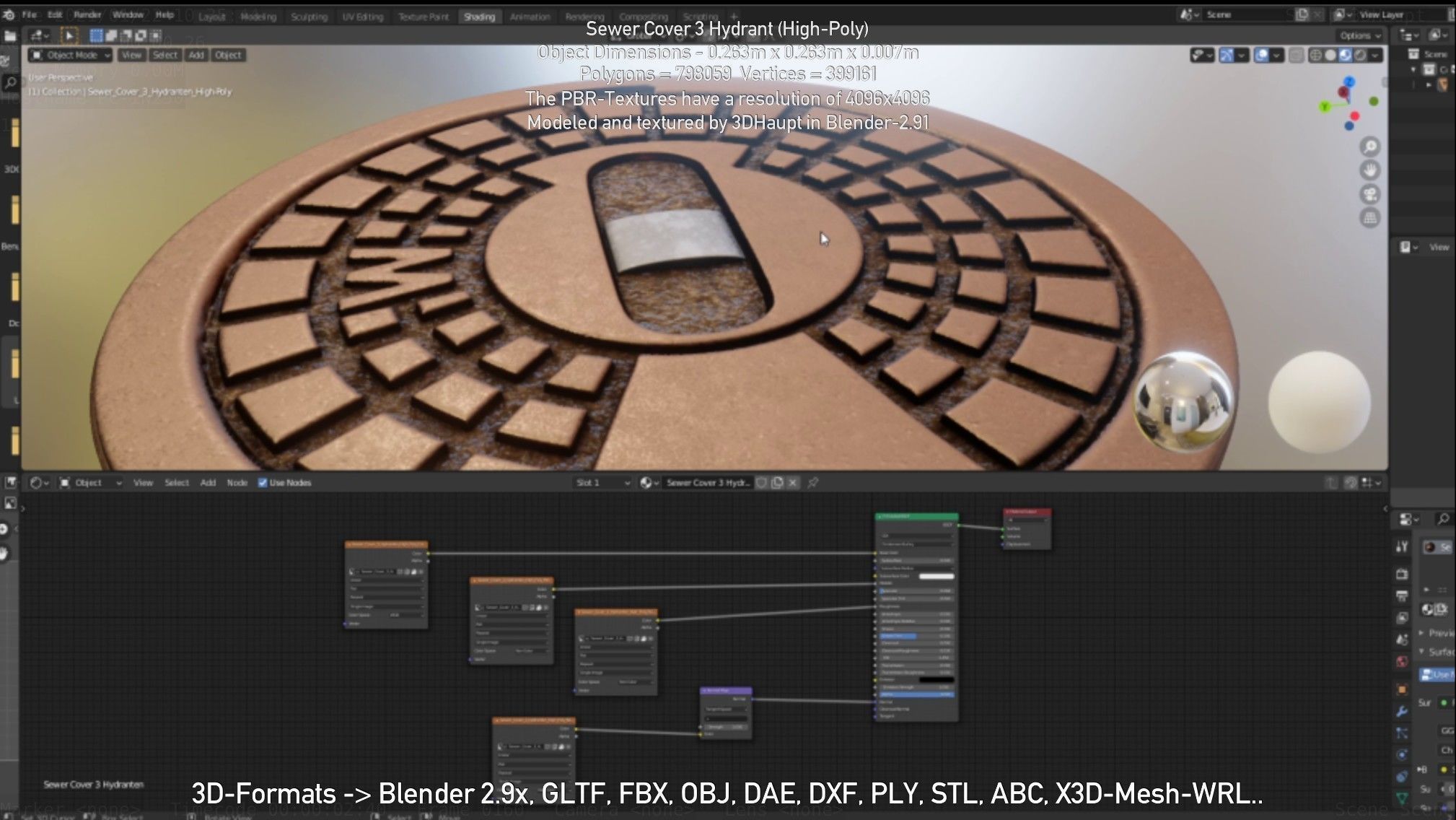 Sewer Cover 3 Hydrant High-Poly 3D model_8
