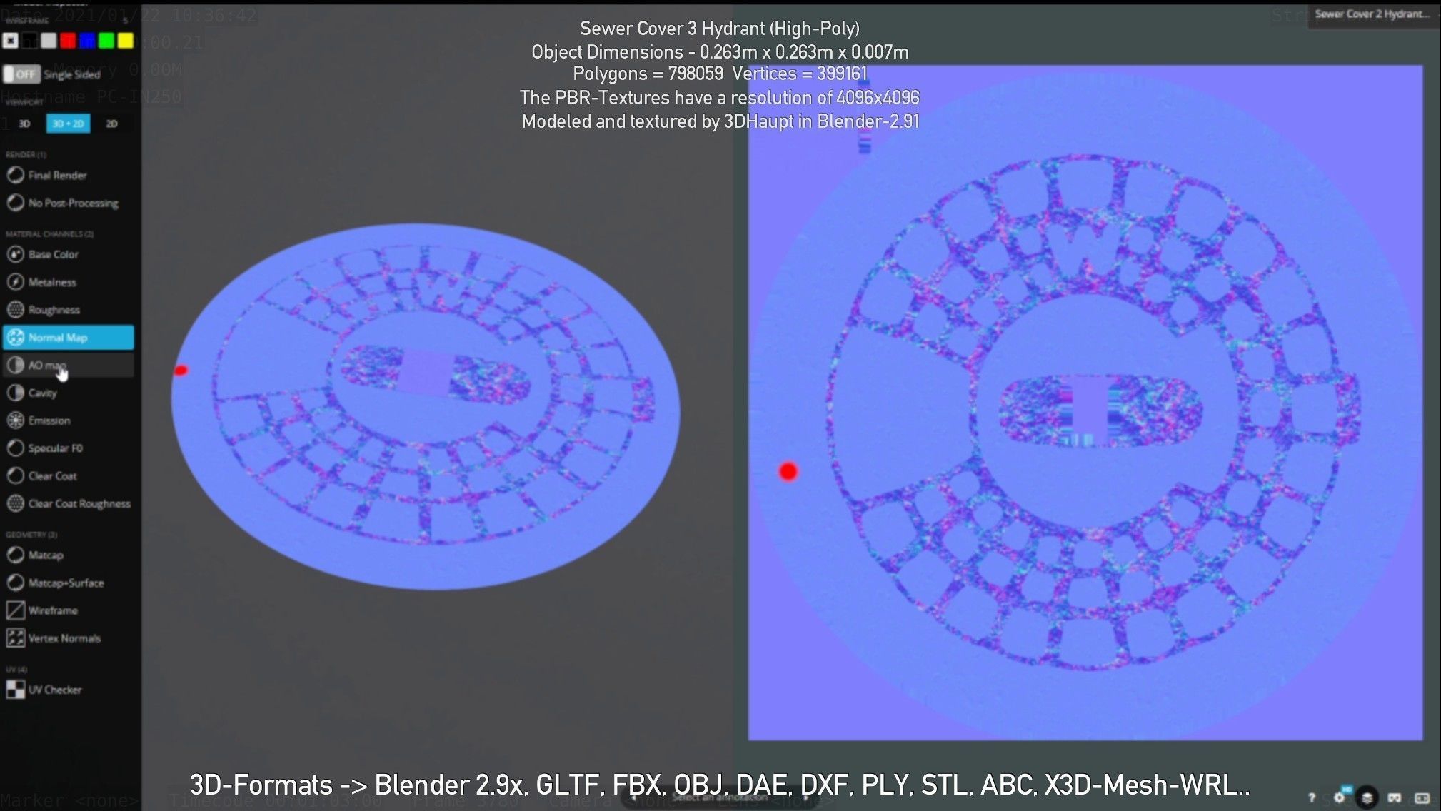 Sewer Cover 3 Hydrant High-Poly 3D model_20