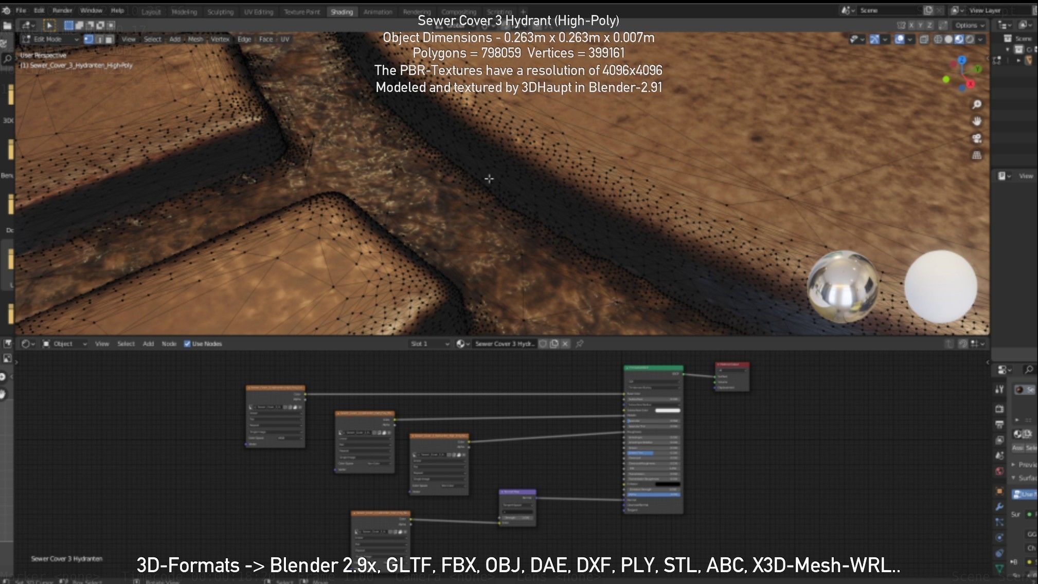 Sewer Cover 3 Hydrant High-Poly 3D model_63