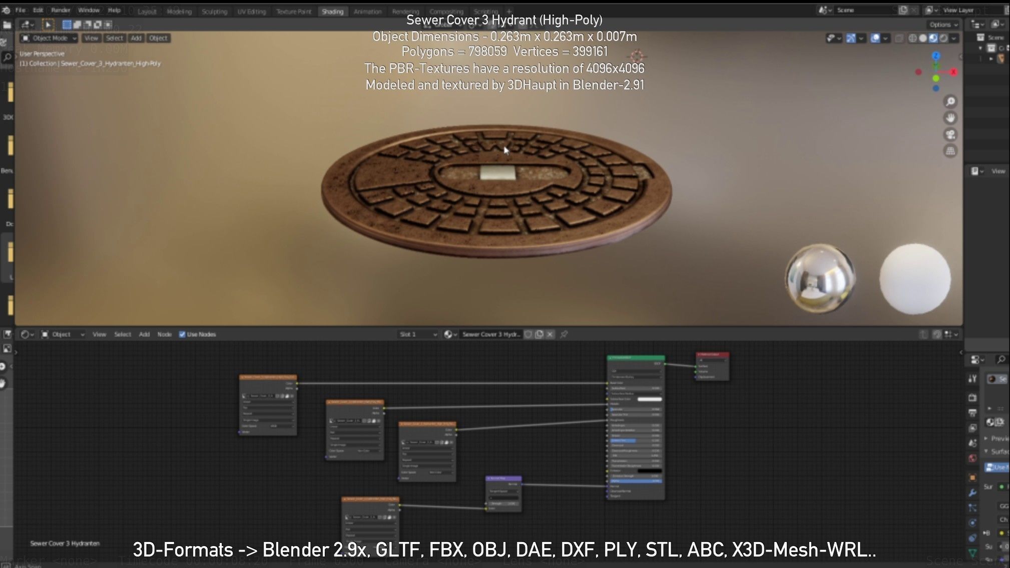 Sewer Cover 3 Hydrant High-Poly 3D model_99