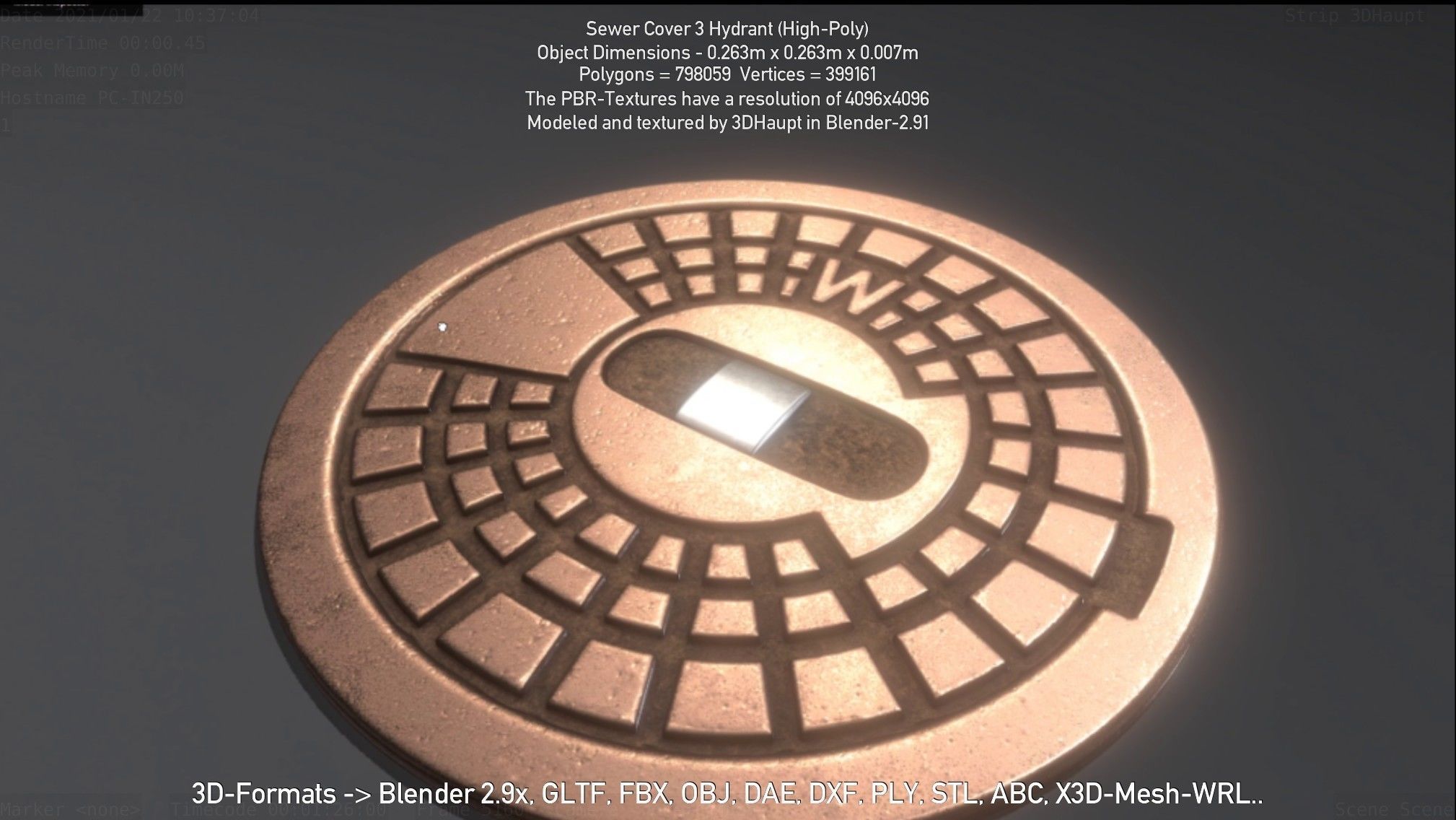 Sewer Cover 3 Hydrant High-Poly 3D model_51