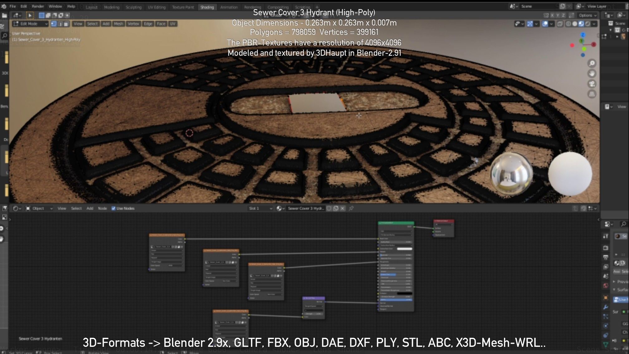 Sewer Cover 3 Hydrant High-Poly 3D model_61