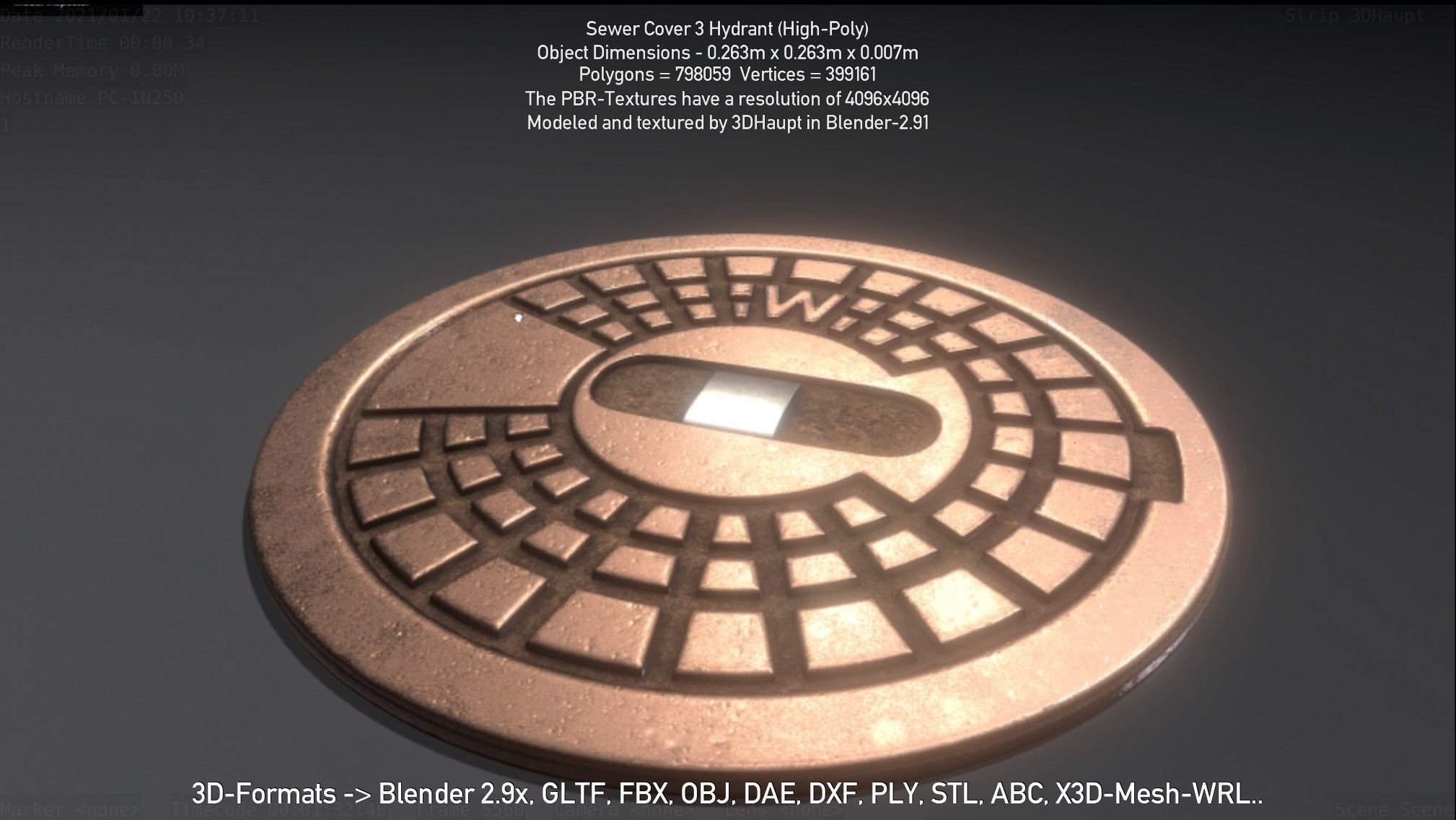 Sewer Cover 3 Hydrant High-Poly 3D model_55