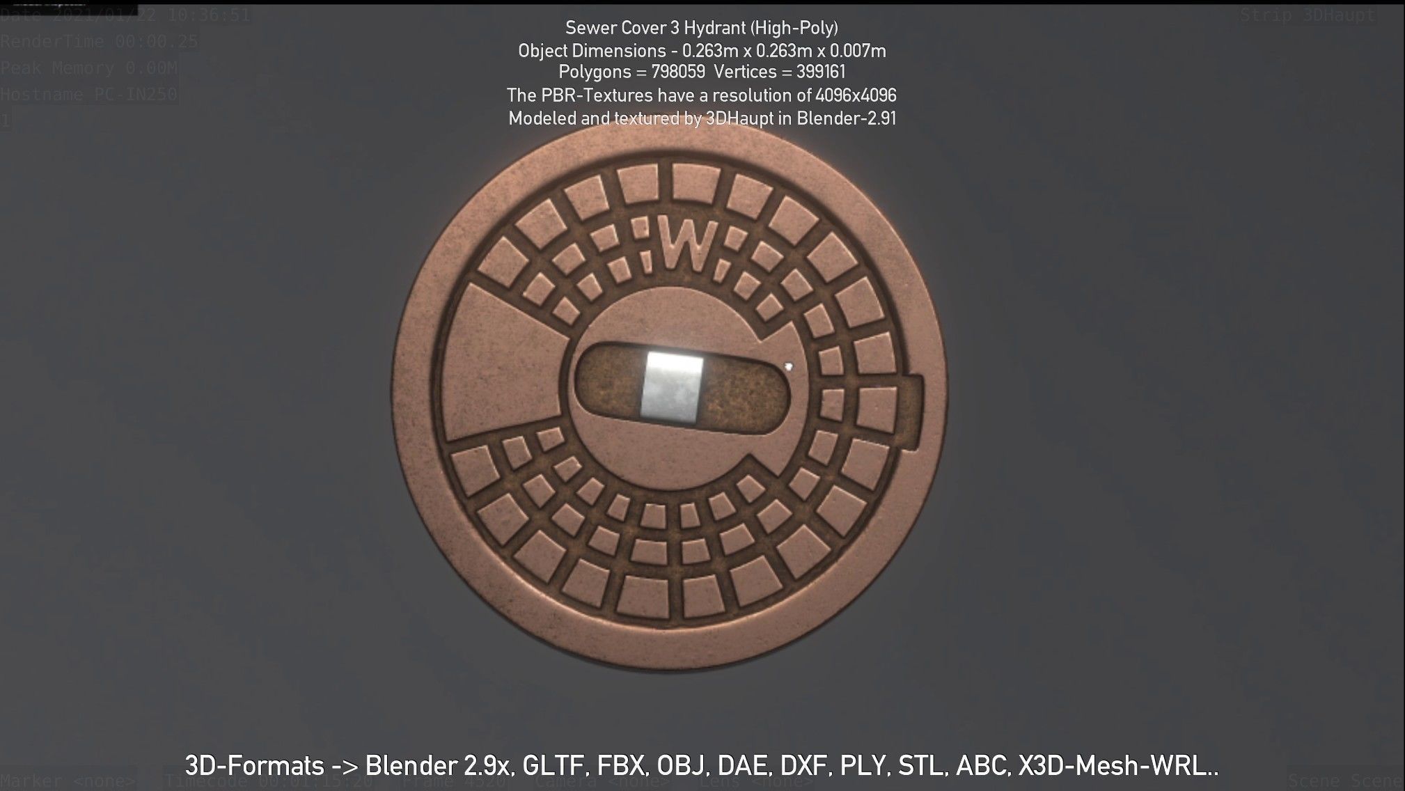Sewer Cover 3 Hydrant High-Poly 3D model_84