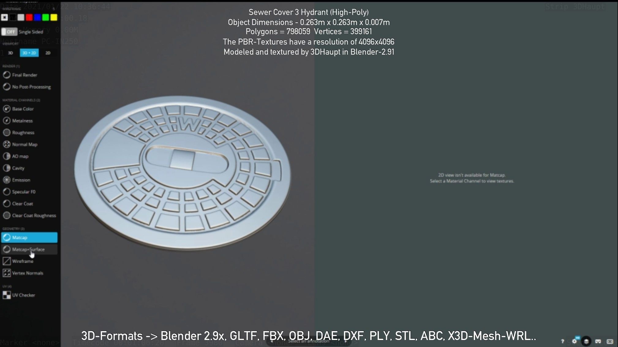 Sewer Cover 3 Hydrant High-Poly 3D model_41