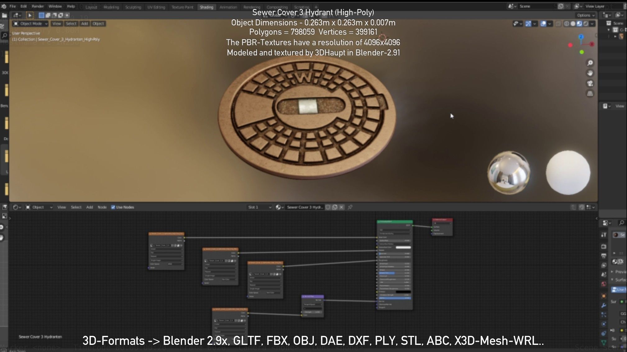 Sewer Cover 3 Hydrant High-Poly 3D model_2