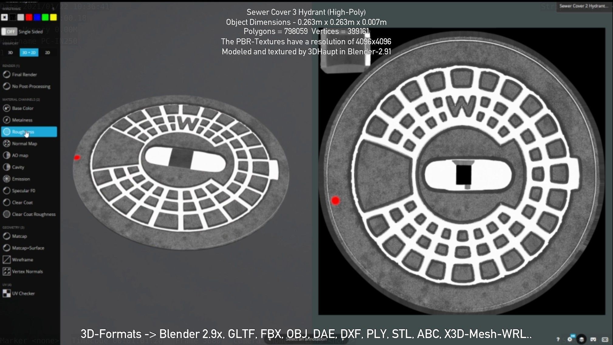 Sewer Cover 3 Hydrant High-Poly 3D model_19