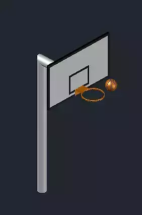 Basketball hoop with ball in it