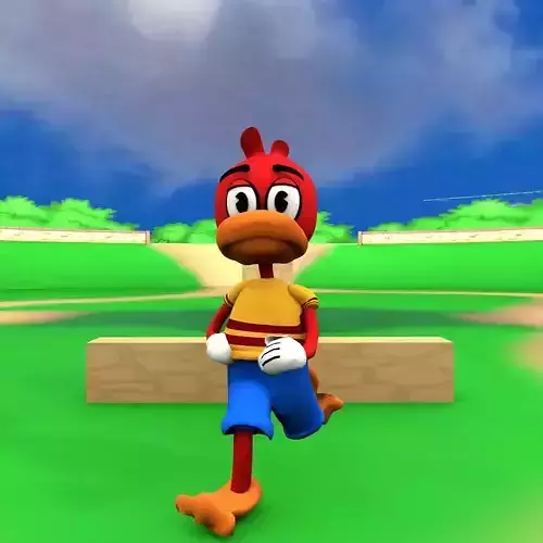 ToonTown Duck Model - Rigged Low-poly 3D model
