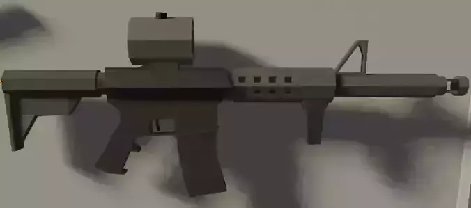 M16A3 Low Poly ar - rifle on wall