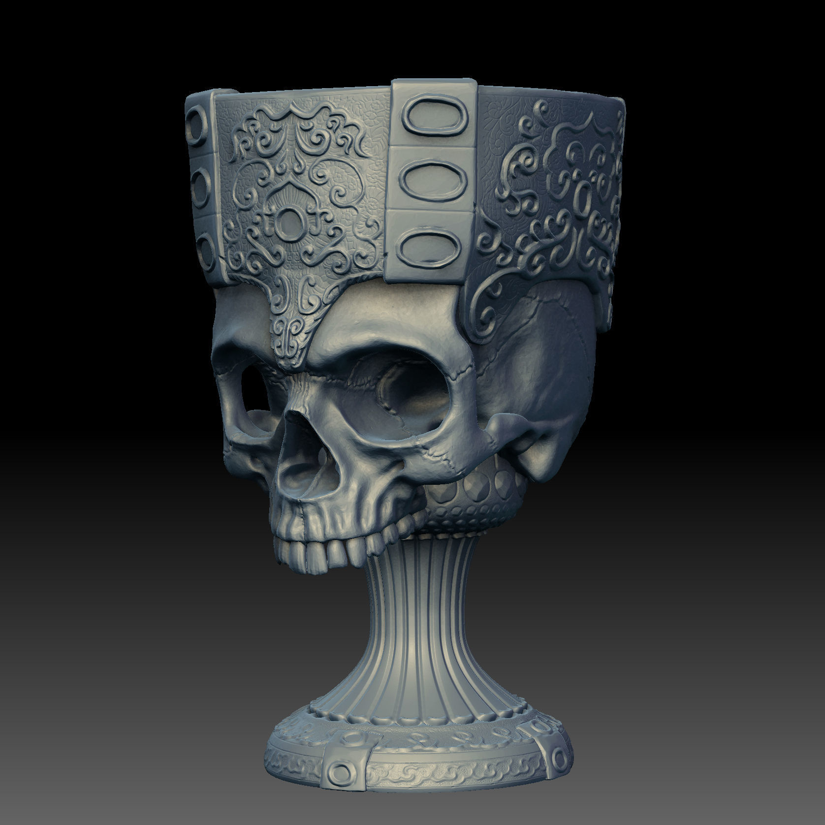 Printable Skull Goblet 3D print model_1