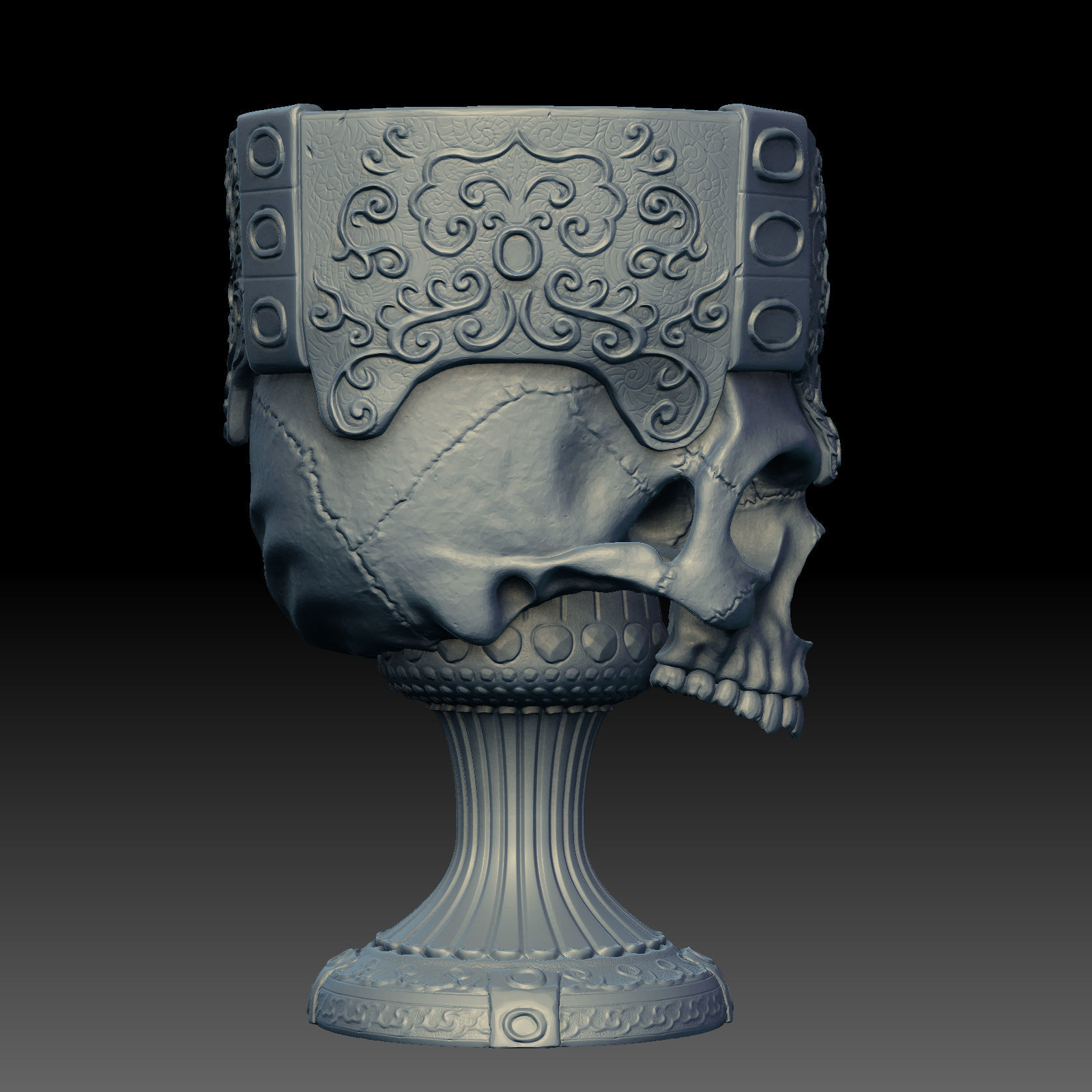 Printable Skull Goblet 3D print model_4