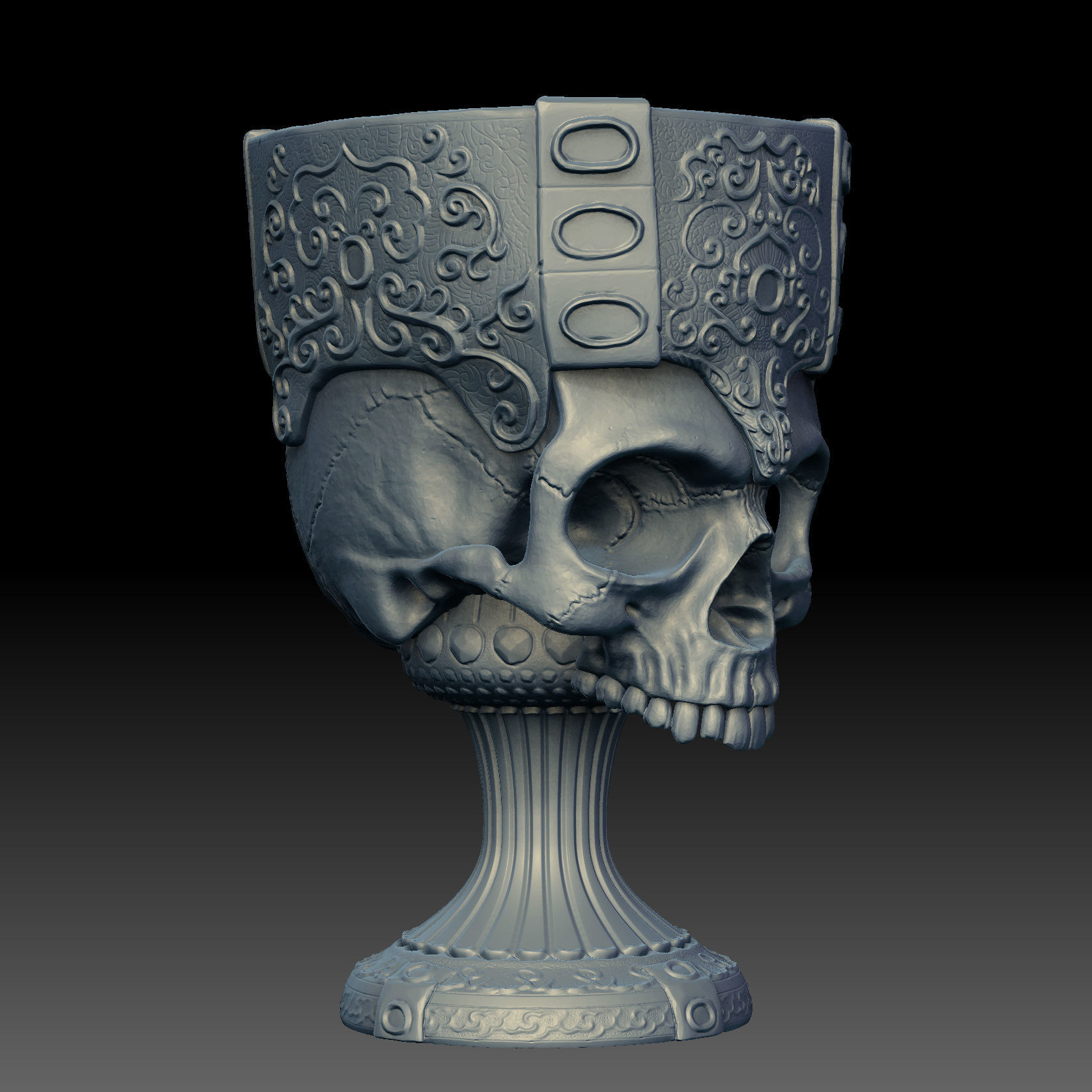 Printable Skull Goblet 3D print model_3