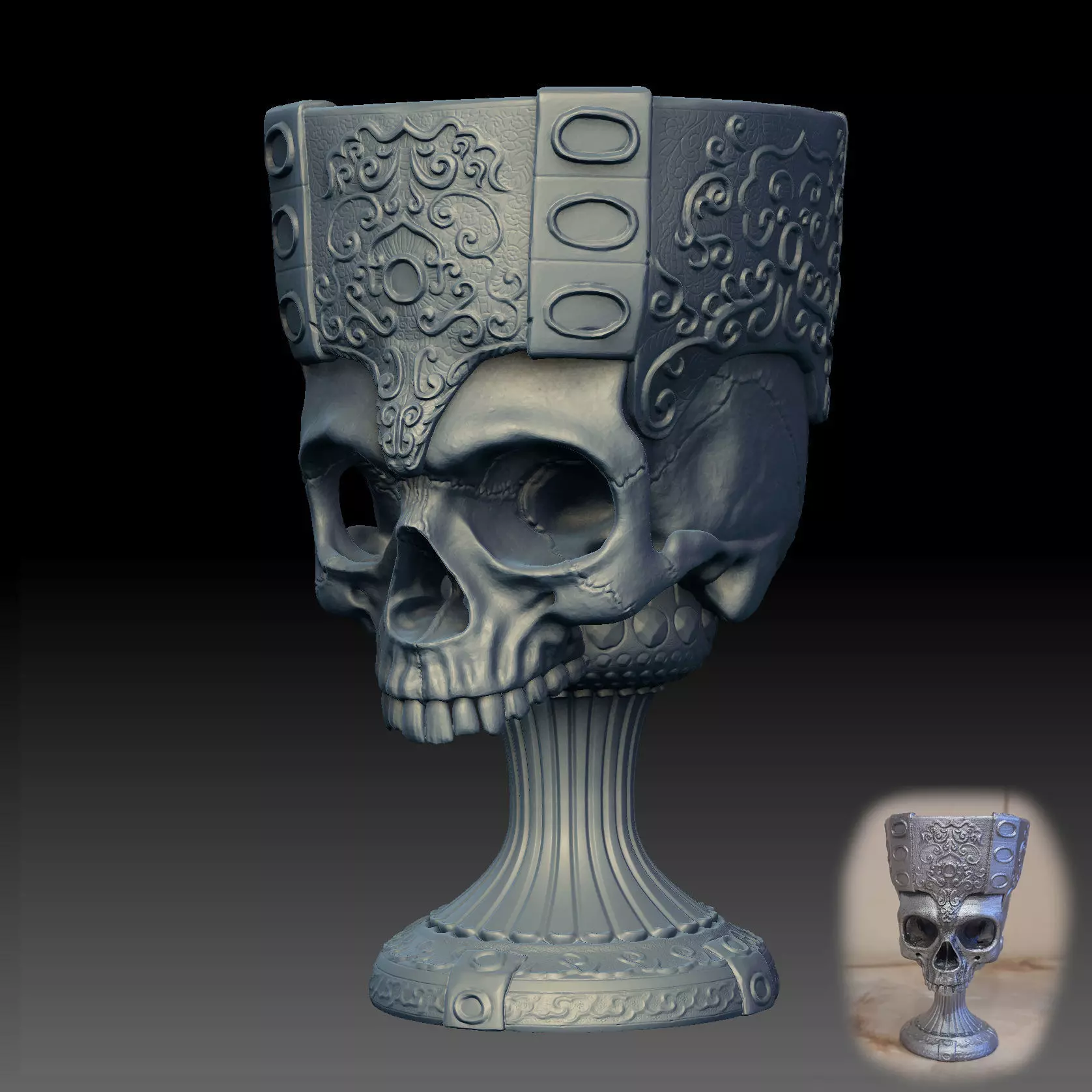 Printable Skull Goblet 3D print model_0
