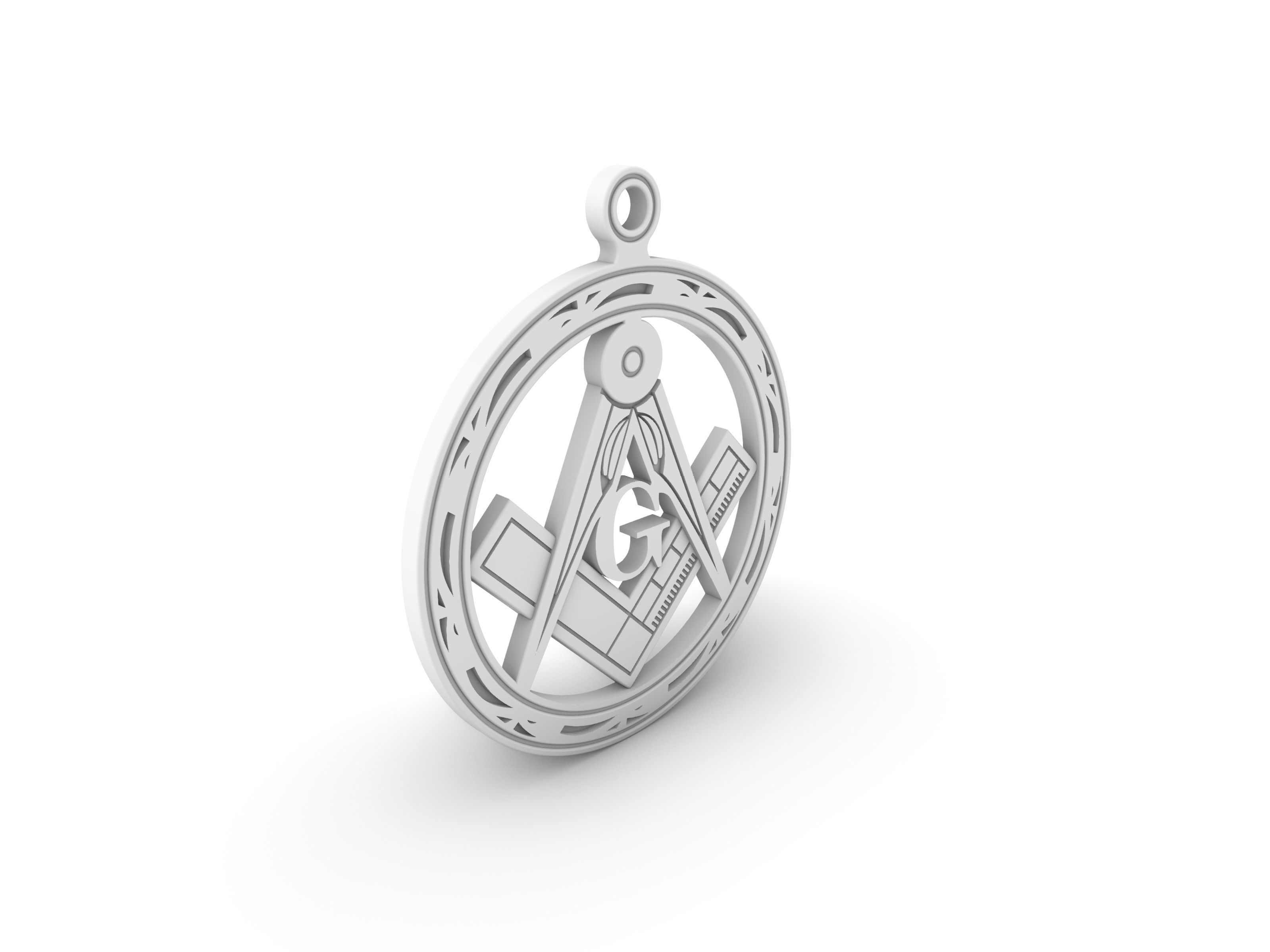 Masonic pendant 01 3D print model_12