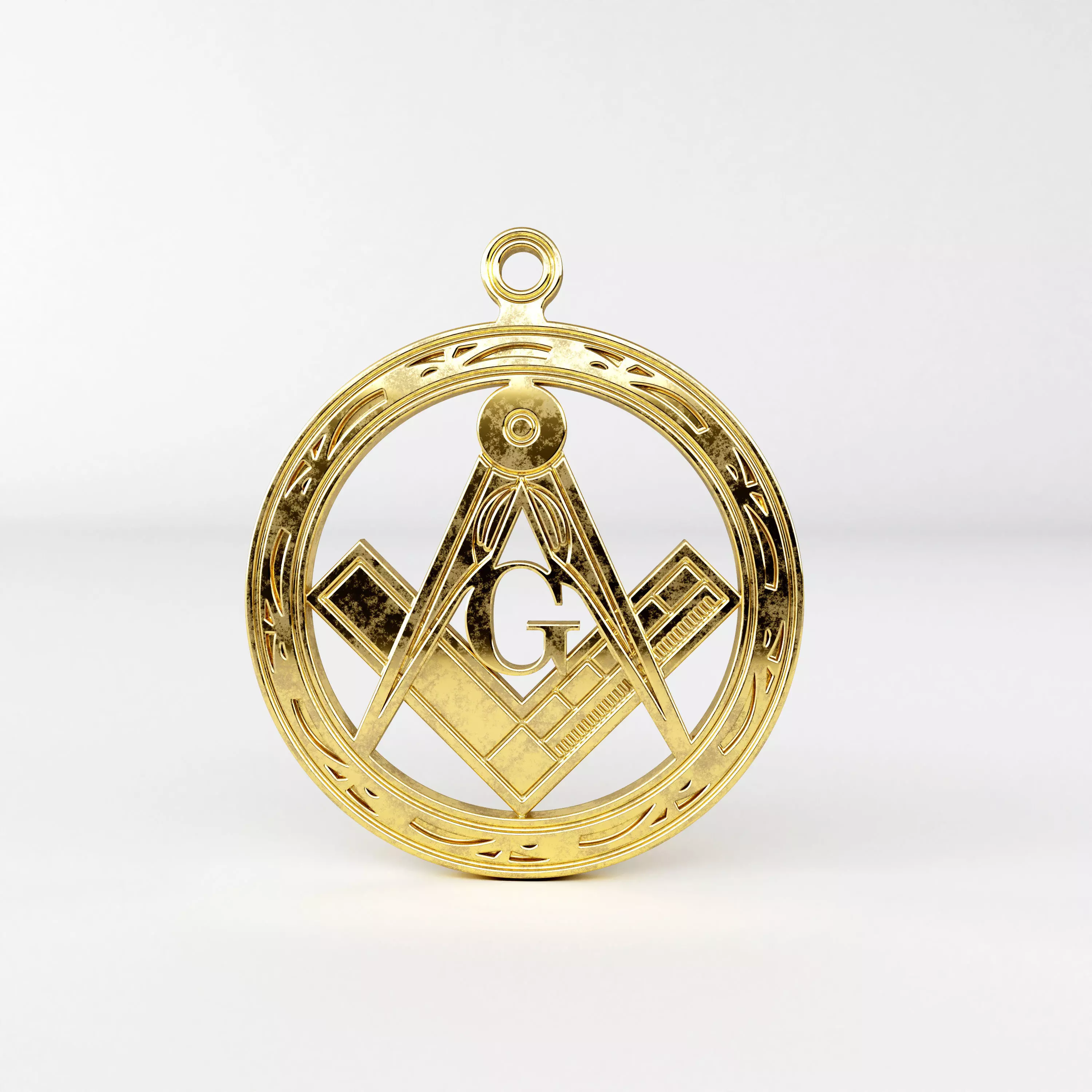 Masonic pendant 01 3D print model_0