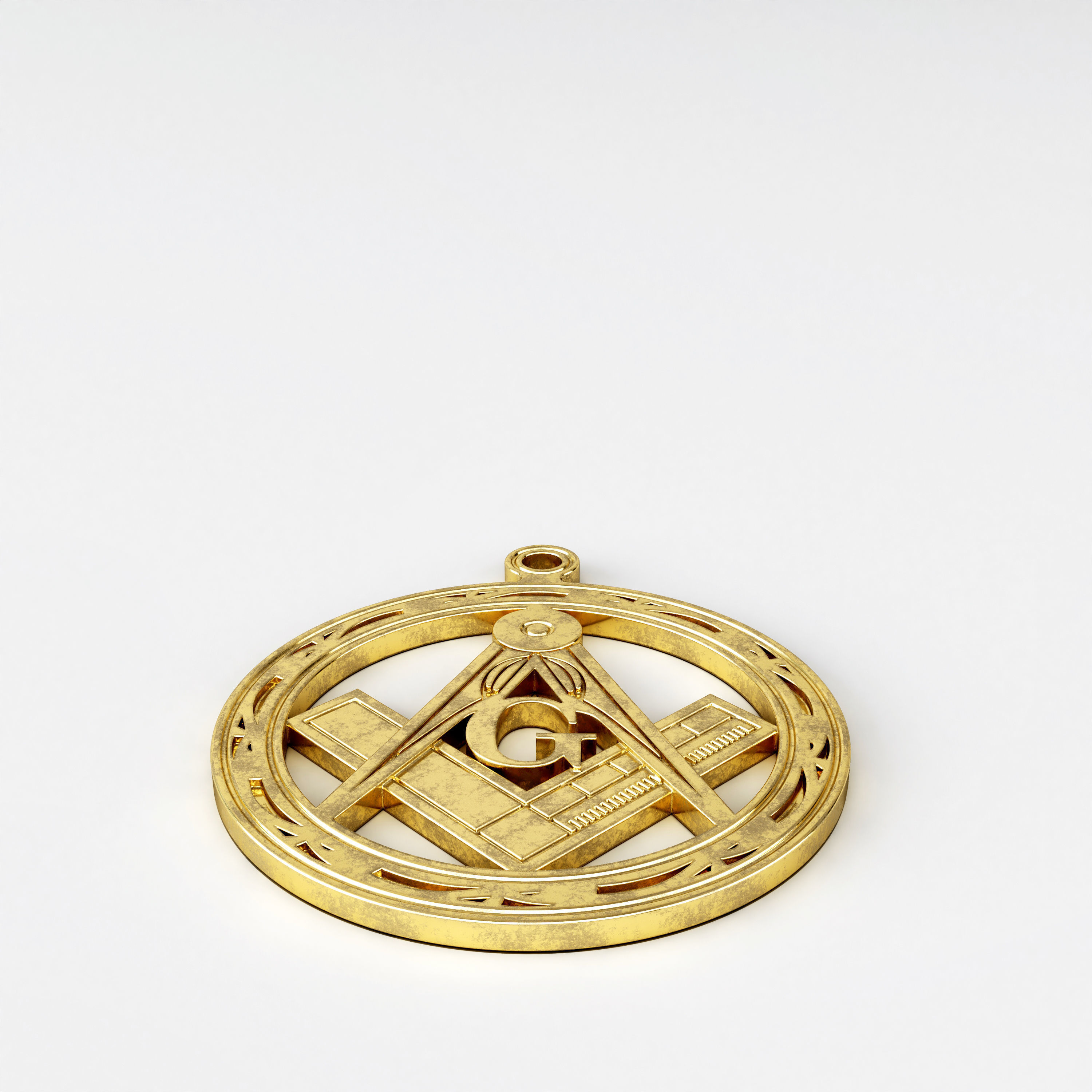 Masonic pendant 01 3D print model_4