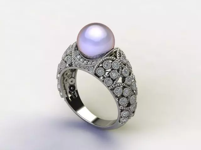 10036 ring with pearl and diamonds 3D print model_0