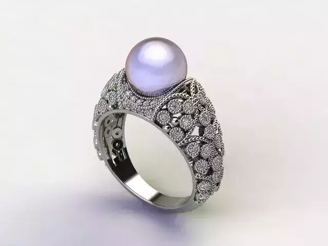 10036 ring with pearl and diamonds