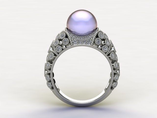 10036 ring with pearl and diamonds 3D print model_1