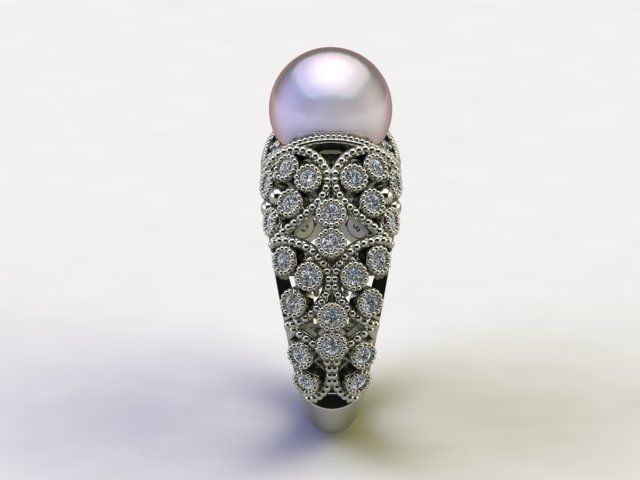 10036 ring with pearl and diamonds 3D print model_2