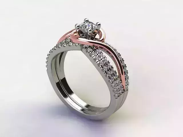 10038 person engagement ring in rose gold and gold