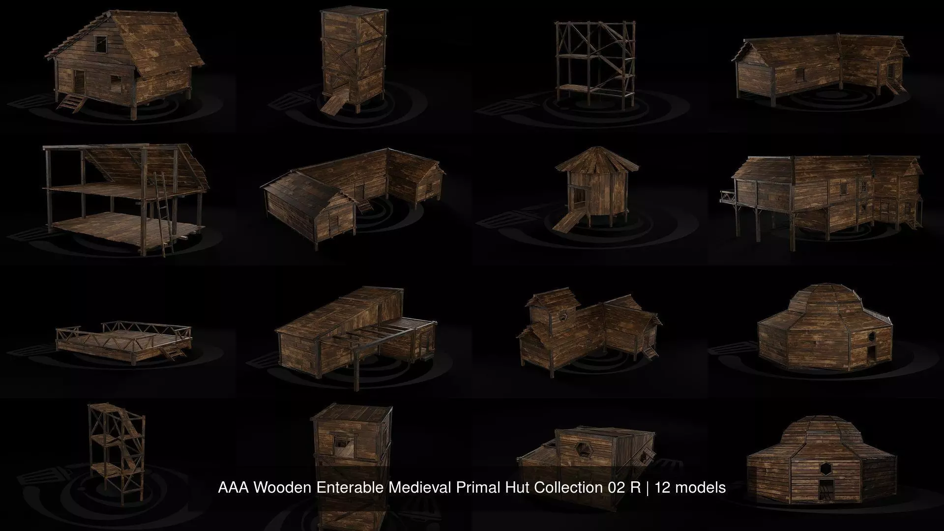 AAA Wooden Enterable Medieval Primal Hut Collection 02 R _1