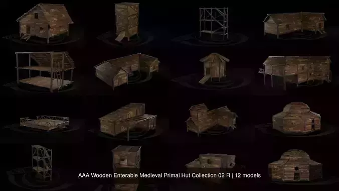 AAA Wooden Enterable Medieval Primal Hut Collection 02 R