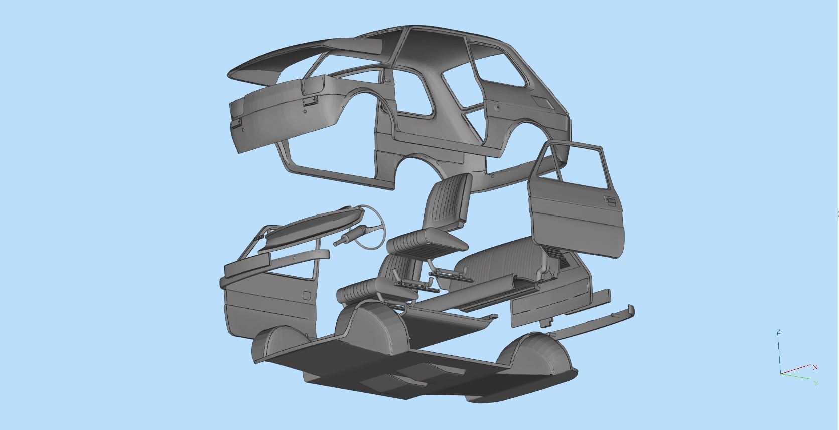 Fiat 126p  stl printable wheelbase 278mm model 3d 3D print model_8