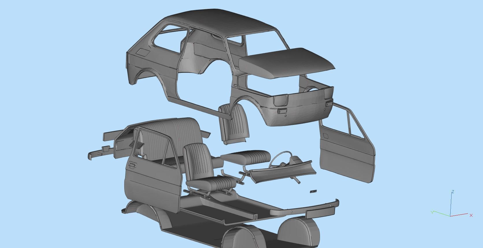 Fiat 126p  stl printable wheelbase 278mm model 3d 3D print model_7