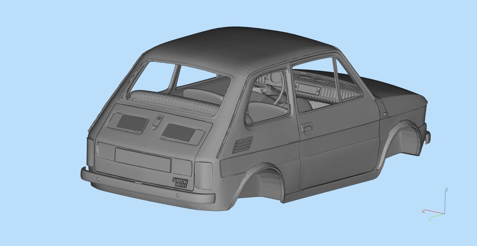 Fiat 126p  stl printable wheelbase 278mm model 3d 3D print model_11