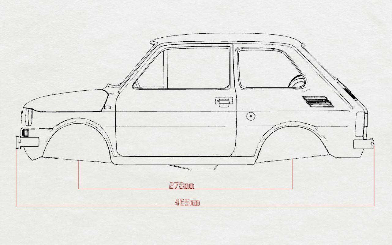 Fiat 126p  stl printable wheelbase 278mm model 3d 3D print model_1