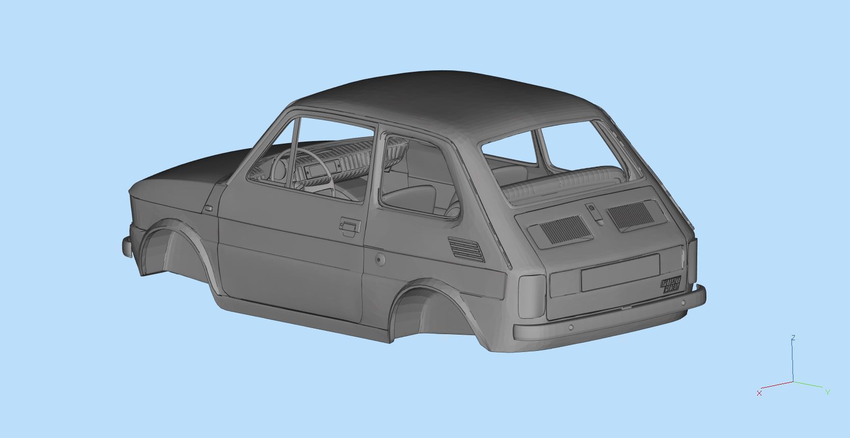 Fiat 126p  stl printable wheelbase 278mm model 3d 3D print model_3