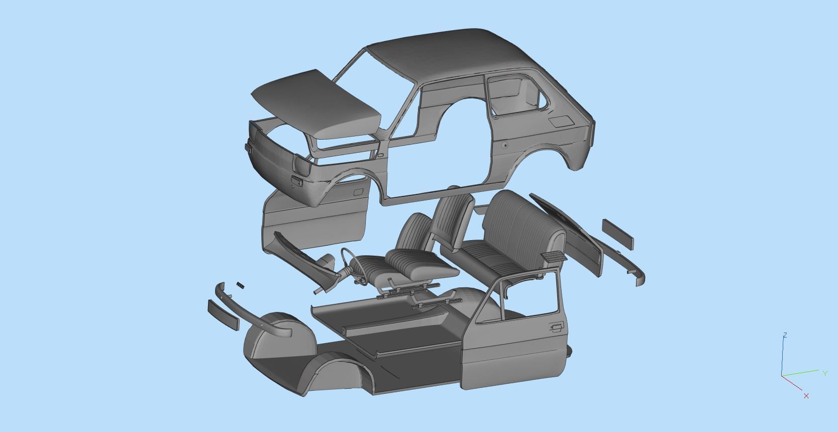 Fiat 126p  stl printable wheelbase 278mm model 3d 3D print model_15