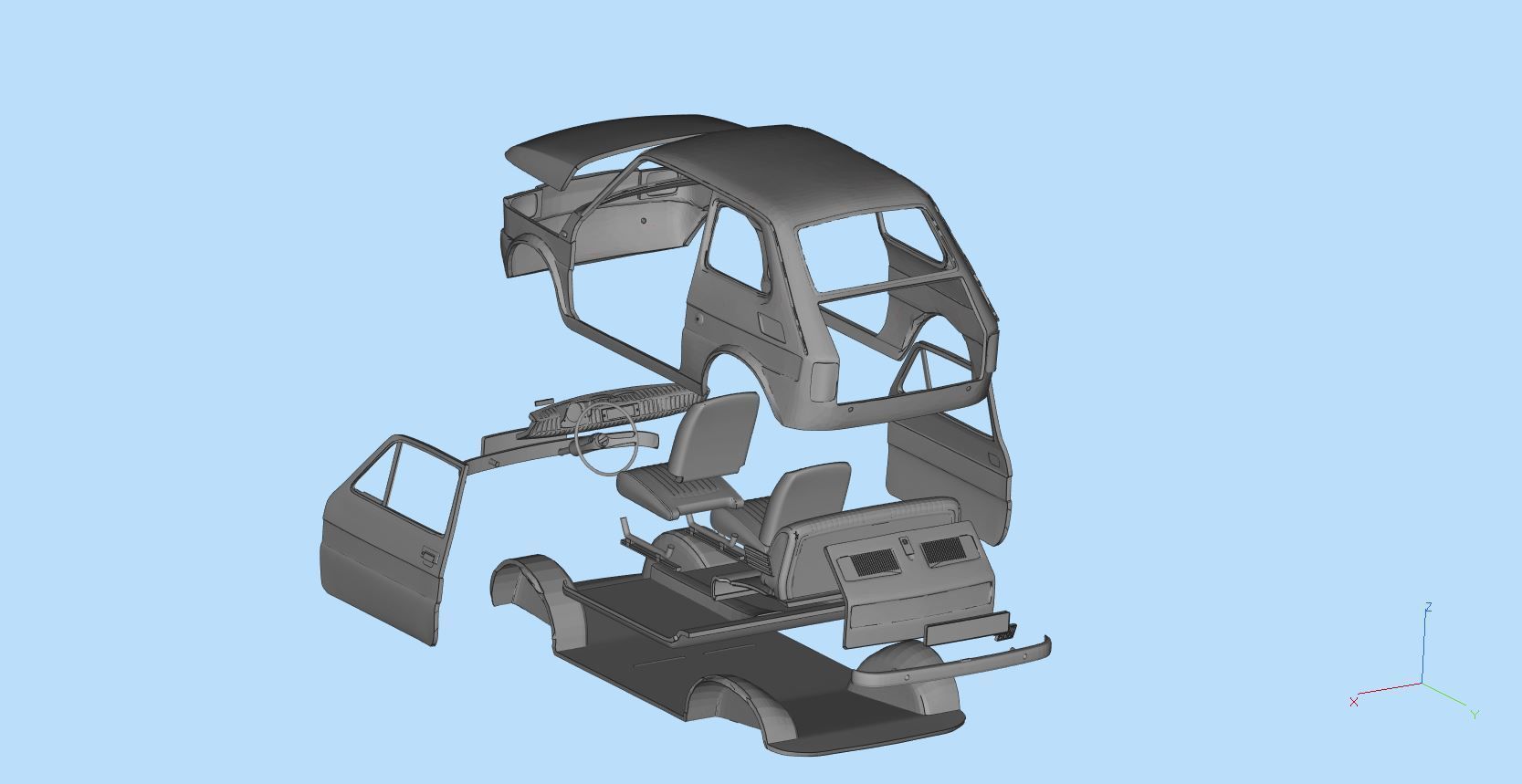 Fiat 126p  stl printable wheelbase 278mm model 3d 3D print model_5