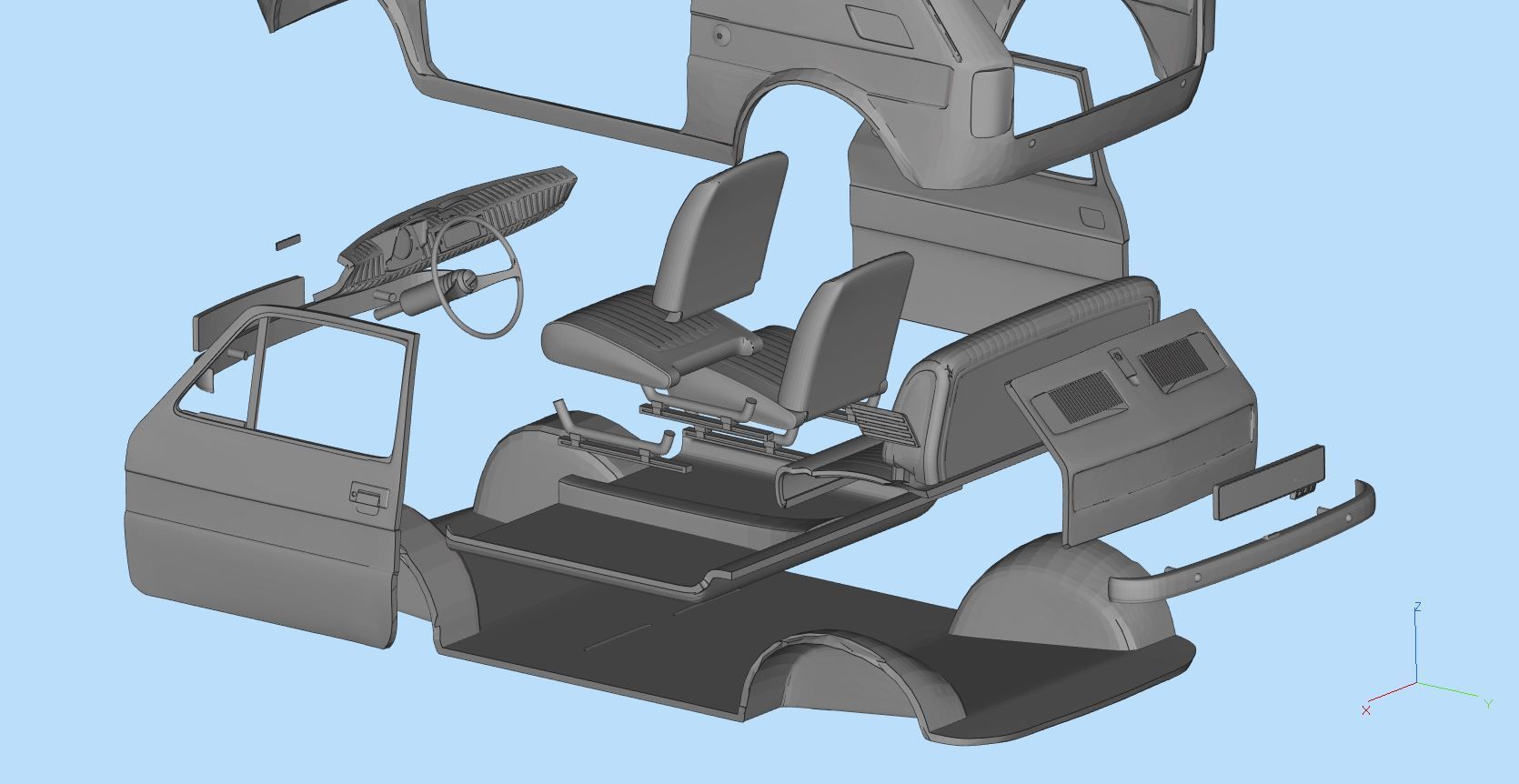 Fiat 126p  stl printable wheelbase 278mm model 3d 3D print model_9