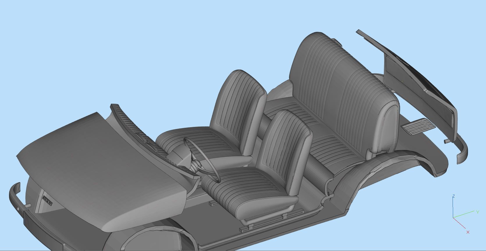 Fiat 126p  stl printable wheelbase 278mm model 3d 3D print model_14