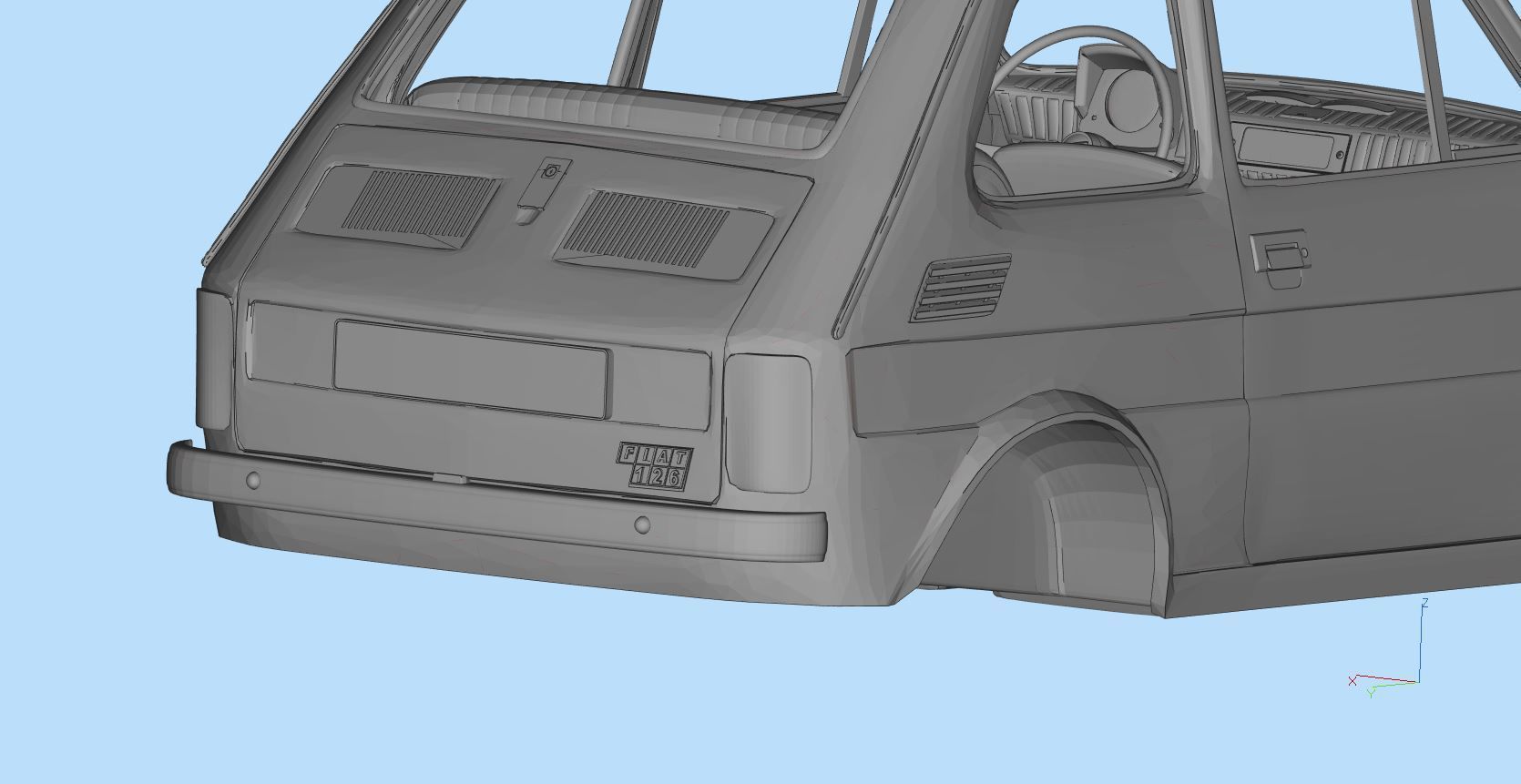 Fiat 126p  stl printable wheelbase 278mm model 3d 3D print model_12