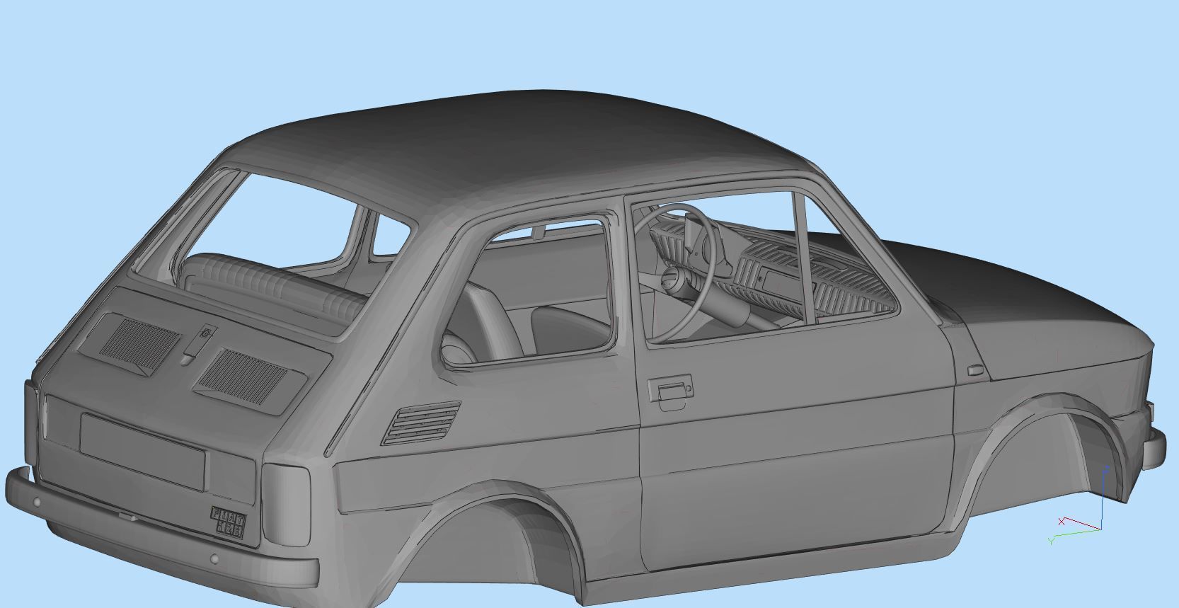 Fiat 126p  stl printable wheelbase 278mm model 3d 3D print model_13
