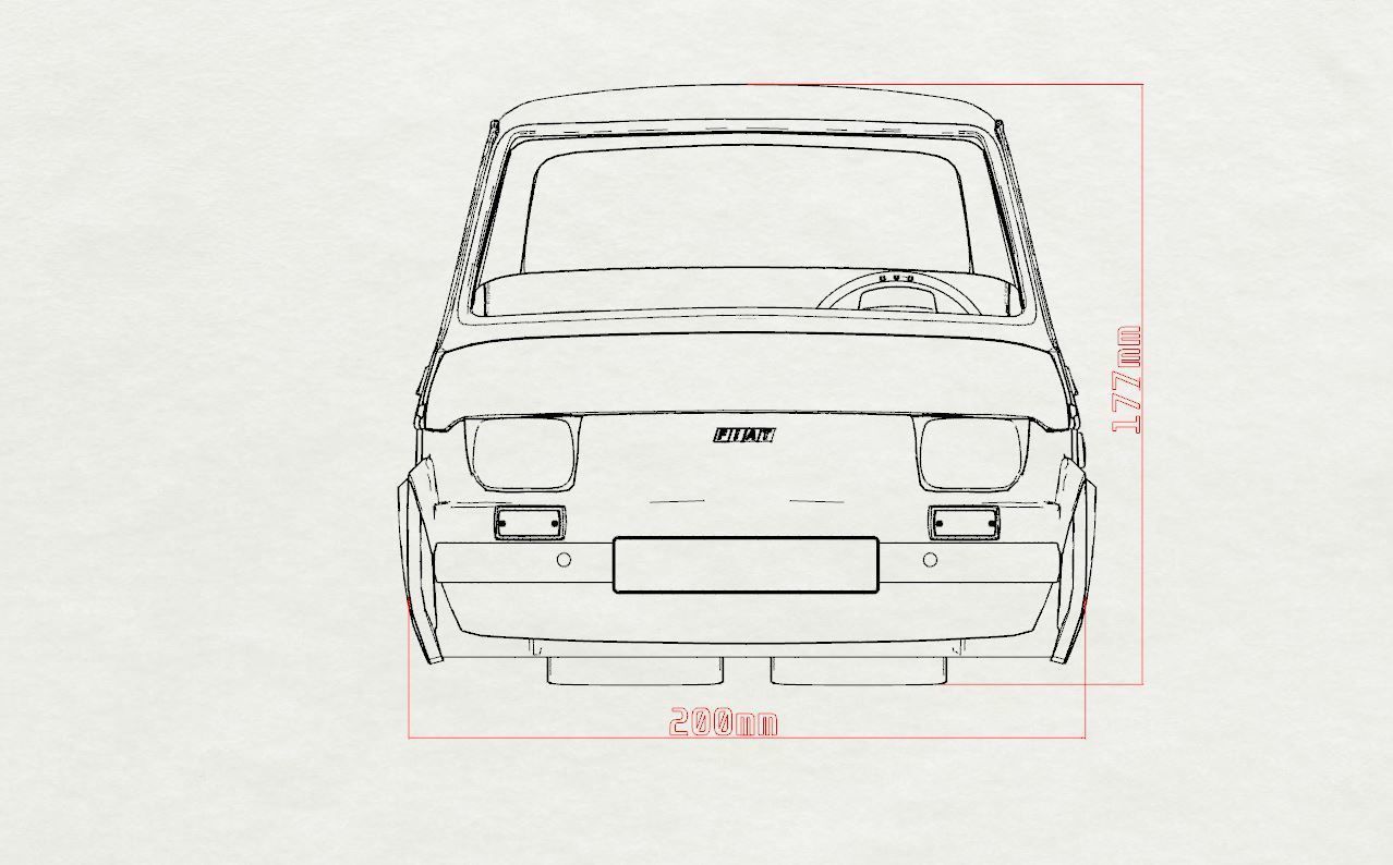 Fiat 126p  stl printable wheelbase 278mm model 3d 3D print model_2