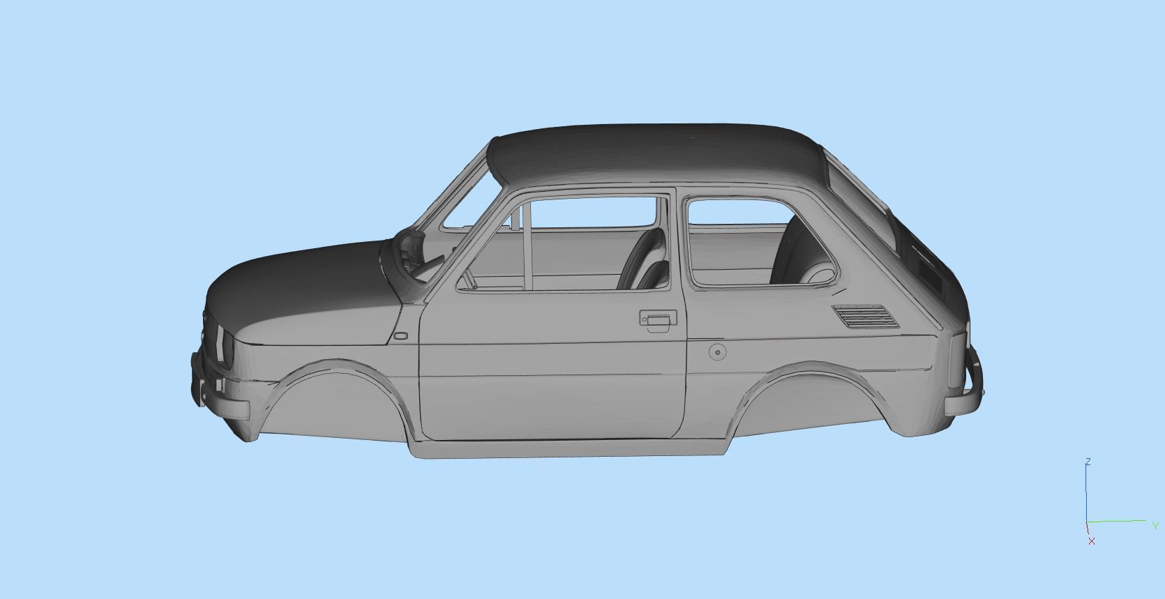 Fiat 126p  stl printable wheelbase 278mm model 3d 3D print model_10