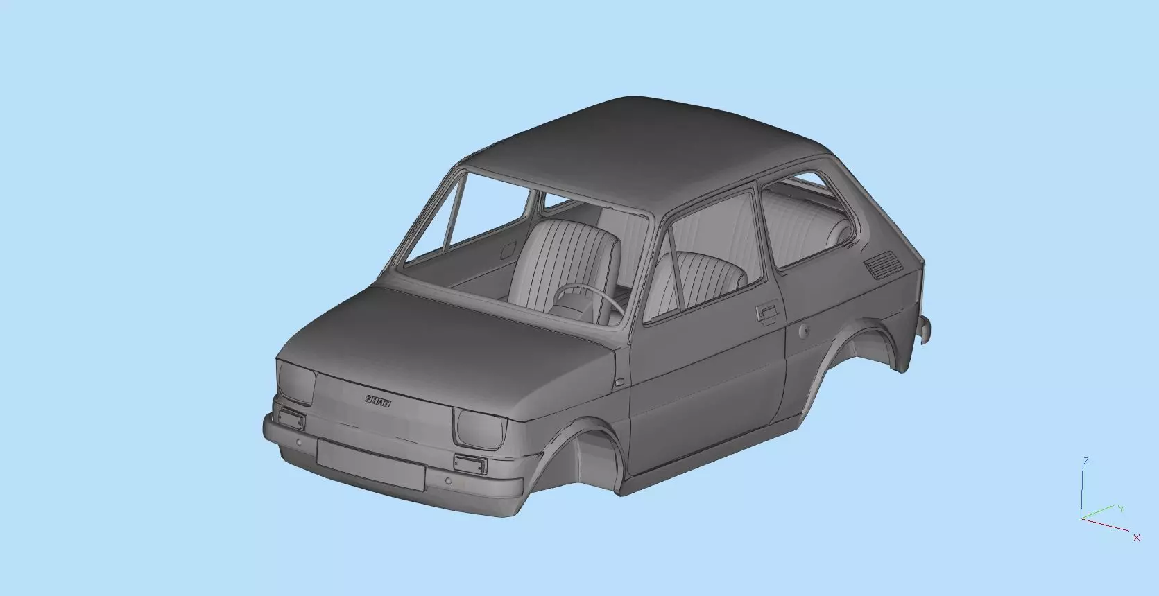 Fiat 126p  stl printable wheelbase 278mm model 3d 3D print model_0