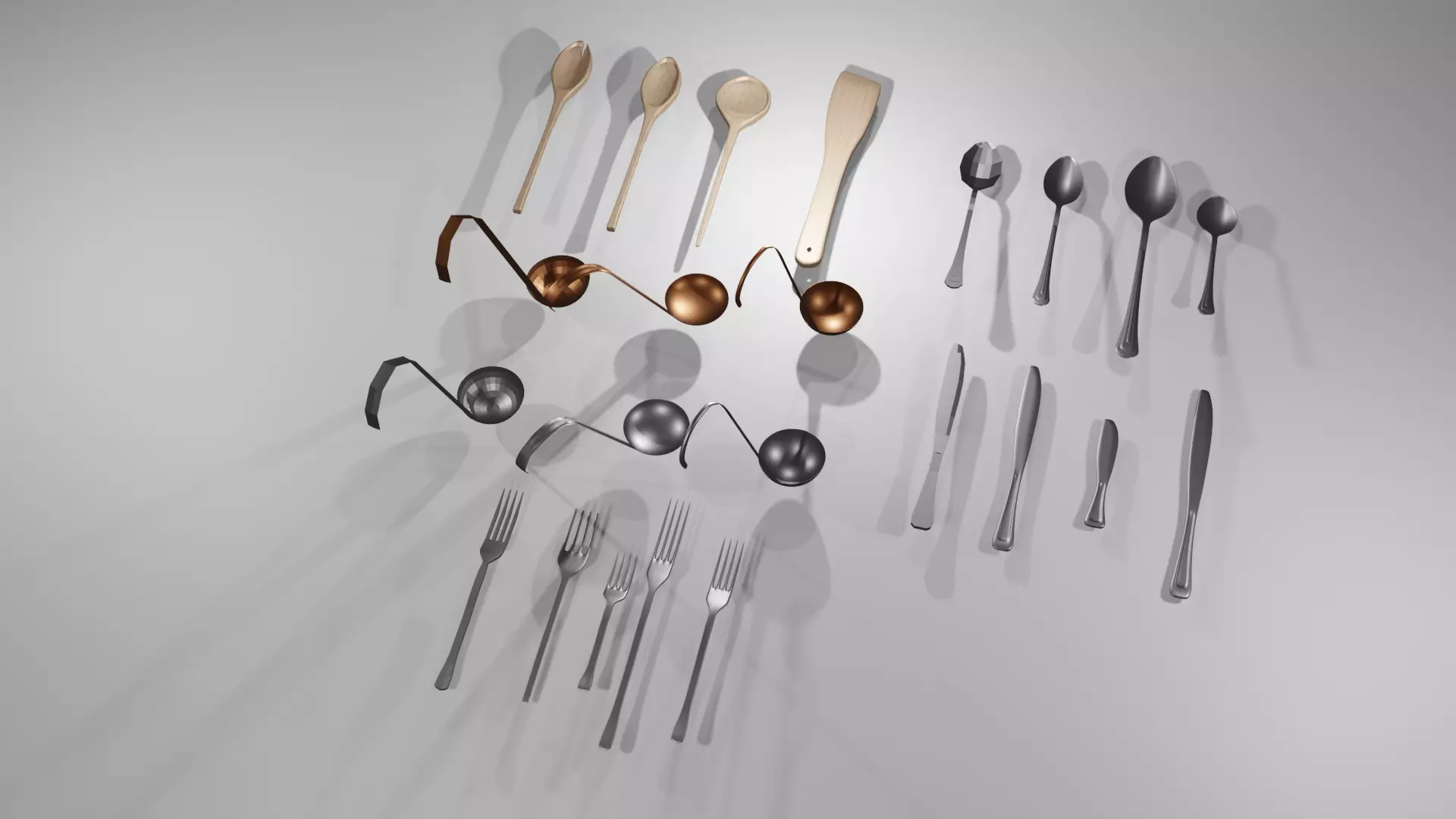 Low poly utensils two silver forks Free low-poly 3D model_0