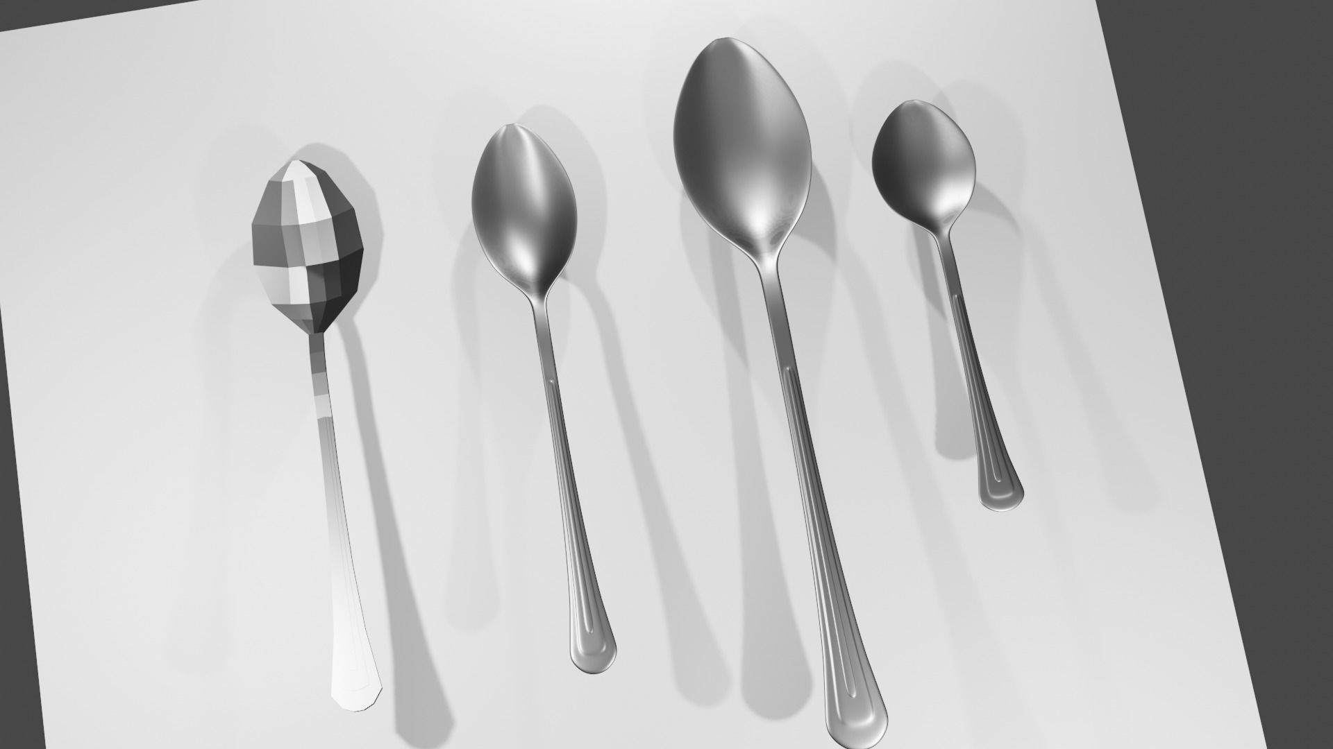 Low poly utensils two silver forks Free low-poly 3D model_11
