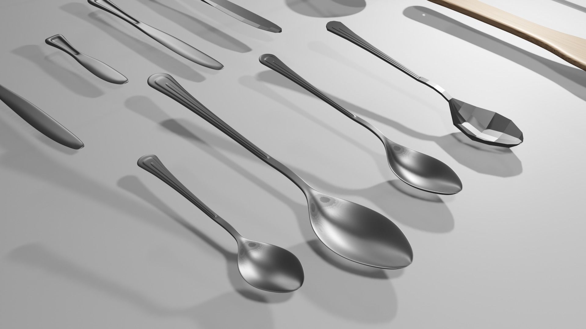 Low poly utensils two silver forks Free low-poly 3D model_10