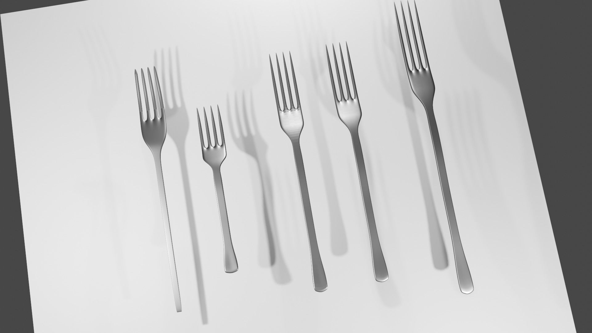Low poly utensils two silver forks Free low-poly 3D model_2